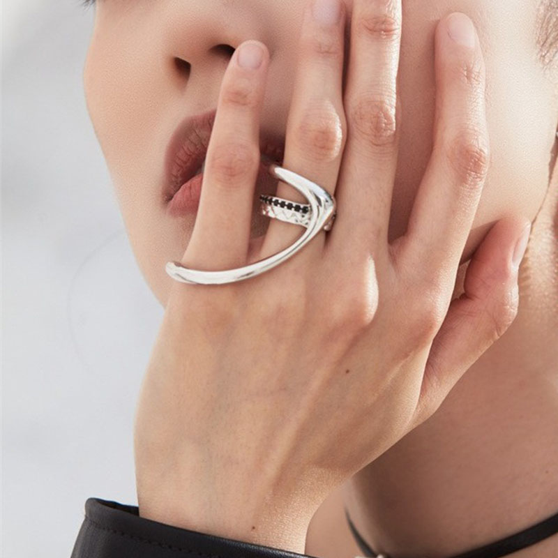 Street Fashion Rings - VENTFILLE-925 فضة طبقة مزدوجة خاتم للنساء