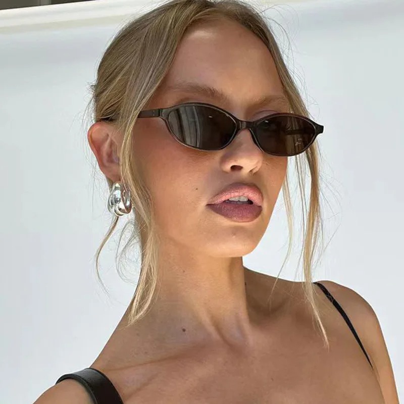 Street Fashion Glasses - نظارات شمسية بإطار بيضاوي عتيق الطراز،