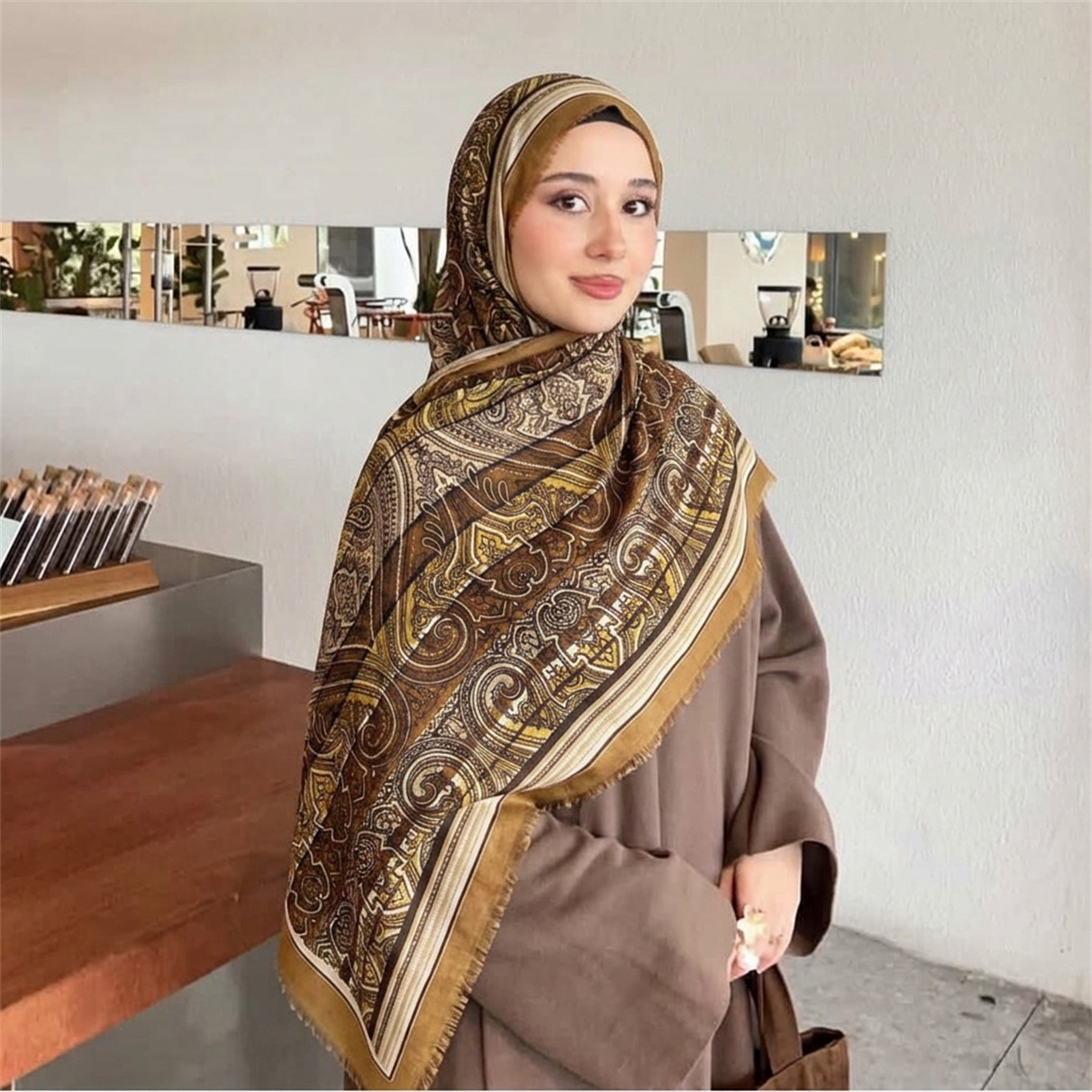 Street Fashion Hijab - وشاح حجاب بتصميم بيزلي عتيق، شال