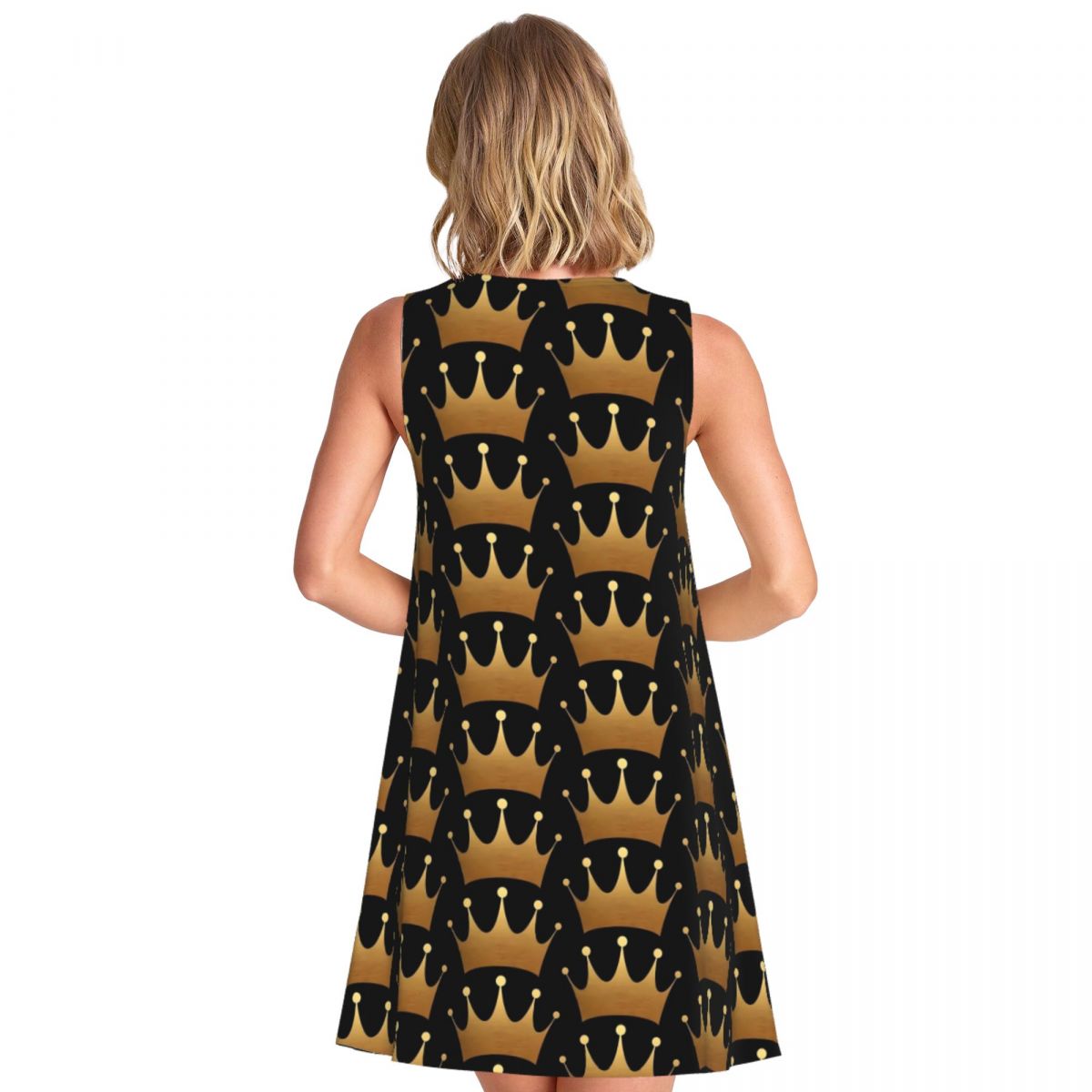 فستان بطبعة ملكة مع تاج ذهبي،  - مراجعة Queen Street Fashion وسعره