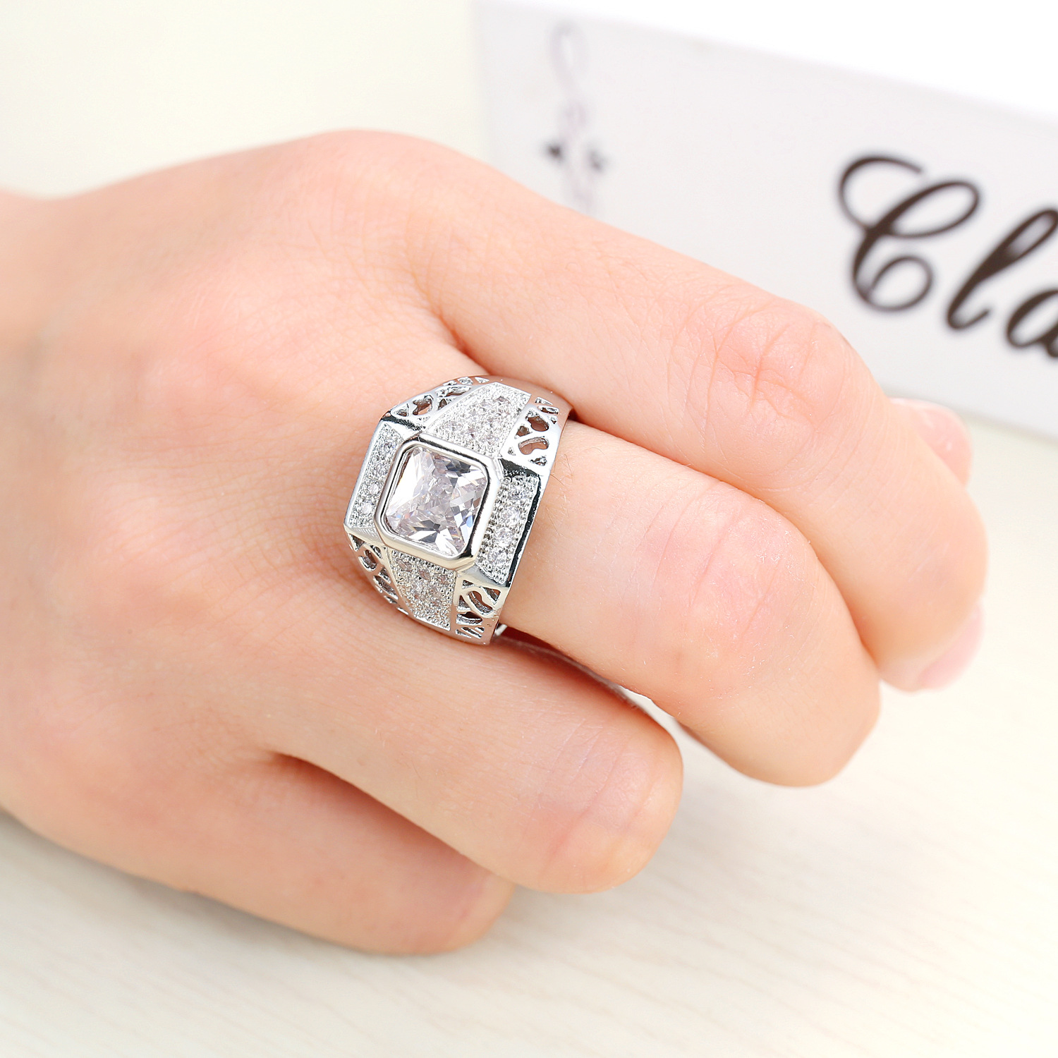 فاخر 925 فضة الهيب هوب مكعب مس - مراجعة Street Fashion Rings وسعره